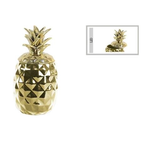 URBAN TRENDS COLLECTION 5 x 10 x 5 in. Ceramic Pineapple Canister - Polished Chrome Finish, Gold 43715